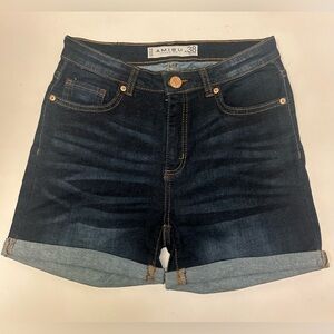 Amisu Women's Denim Dark Shorts, Size 38 (EU) US Size 8 Cuffed Hem NWOT